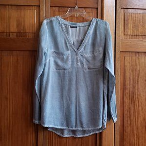 STREET ONE light gray pull-up sleeve v-neck top sz 42EU/sz 12 US